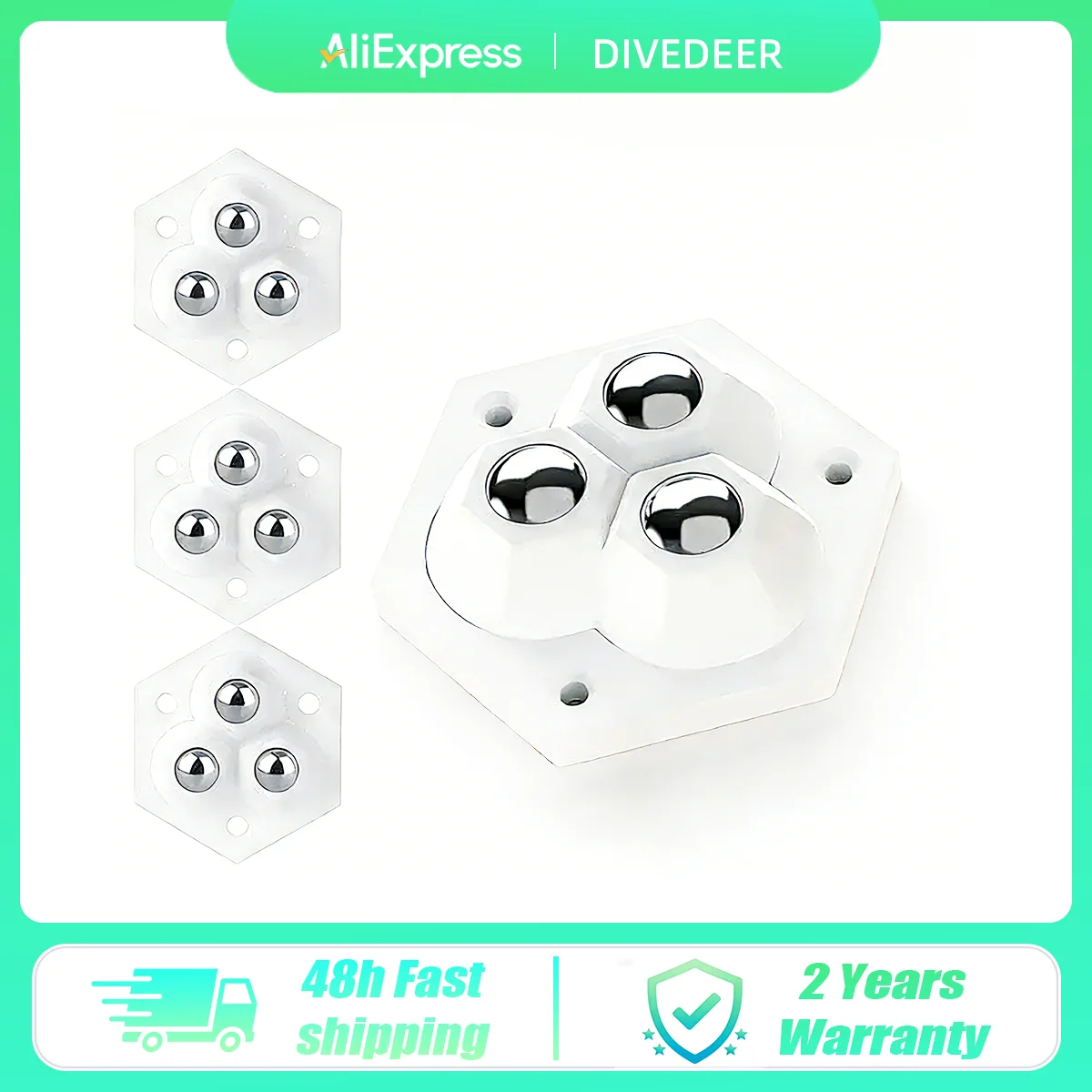 3Pcs Self Adhesive Caster Wheels Super Load-bearing 3 Beads Universal 360° Rotating Wheels For Home Appliances Storage Boxes
