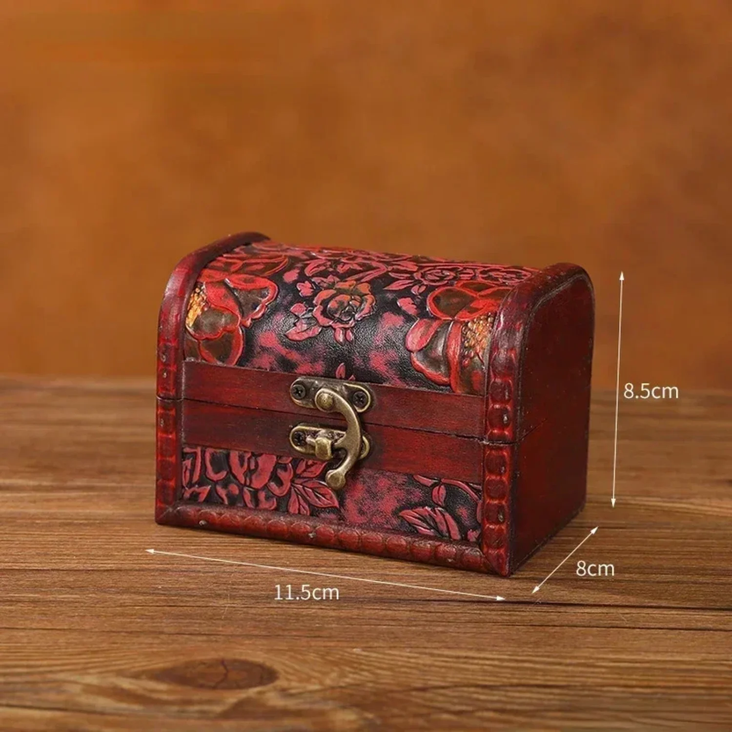 Camellia Print Leather Box Jewelry  Gift Packaging Retro Box with Lock  Organizer  Wooden Box  Jewelry Organizer Box