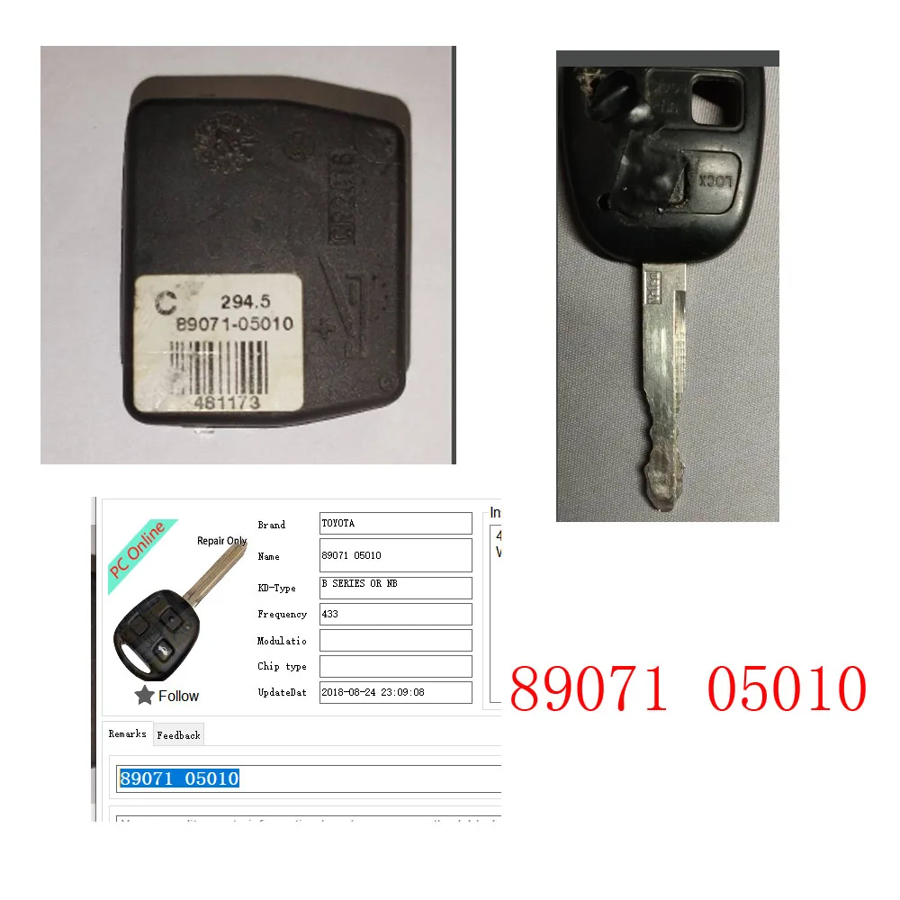 jingyuqin Replacement 89071 05010 Remote Car Key 433MHZ 4C Chip For Toyota Yaris Avensis TOY47 Blade 2/3 Buttons Fob