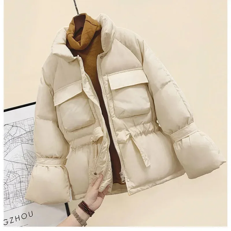 2023 Women's Autumn and Winter Warm Parka Coat Women's Stand Collar Coat High Street Long Sleeve Solid Color Down Jacket 2 Color