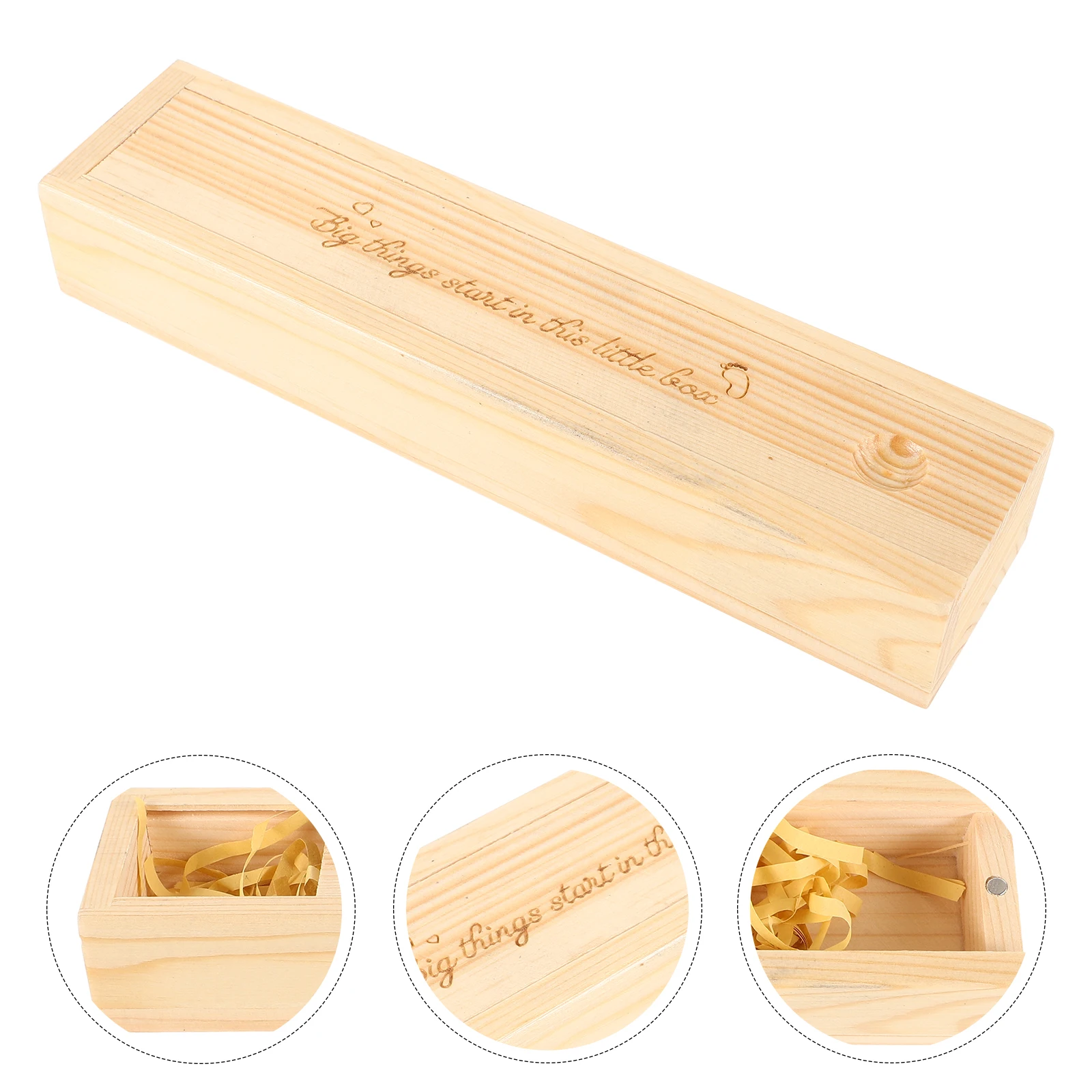

Pregnancy Test Stick Wooden Box Handprint Keepsake Case Announcement Container Decorative Newborn Memorial Gift Storage for Baby