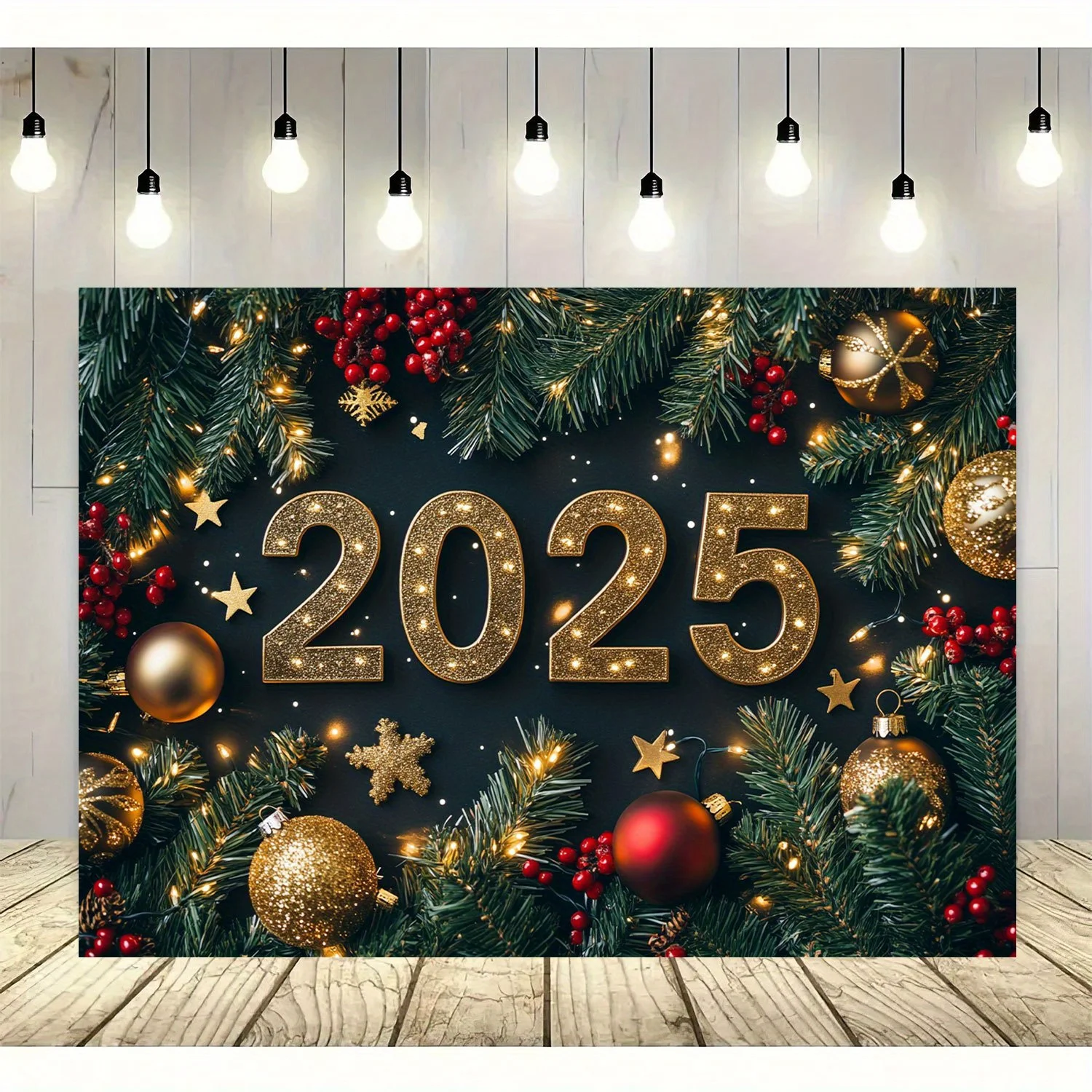 

Glitter Fireworks Clock Champagne New Years Eve Christmas Family Party Photography Background Decor Happy New Year 2025 Backdrop