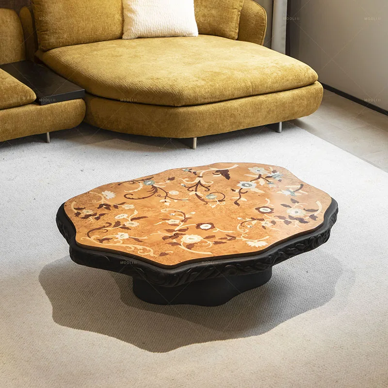 Antique Designer Coffee Table Unique Decoration Aesthetic Clear Modern Side Table Living Room Transform Meubles Home Furniture