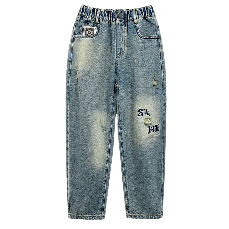 2024 New Spring Kids Babys Boys Jeans pantaloni larghi abbigliamento Denim sciolto bambini moda ragazzo Casual moda pantaloni lunghi 3-15Yrs