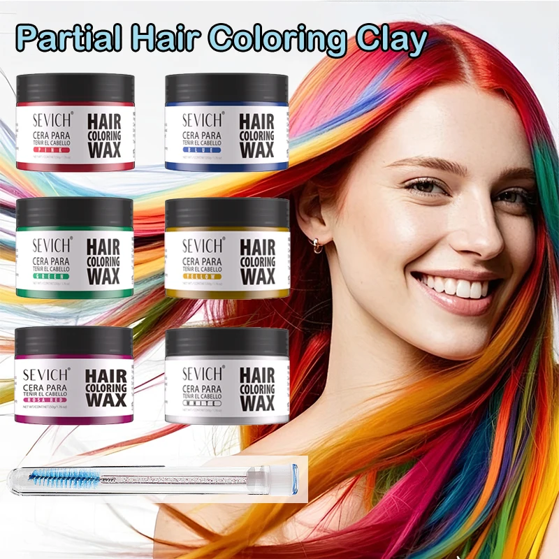 50 g Haarfärbemittel, Haarfärbemachs mit Pinsel, DIY-Styler, buntes, permanentes Haarfärbemachs, Styling-Pomade-Haarfärbemittel für Damen und Herren