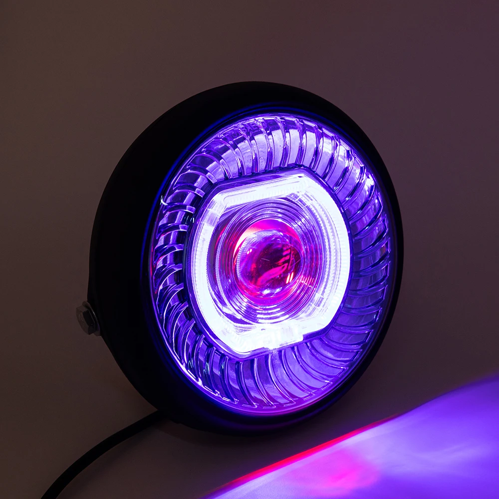 

Motorcycle 7inch Light with White/Amber DRL+ Start-up Gradient Welcome Halo For Harley Series Cafe Racer Motorcycle Headlights