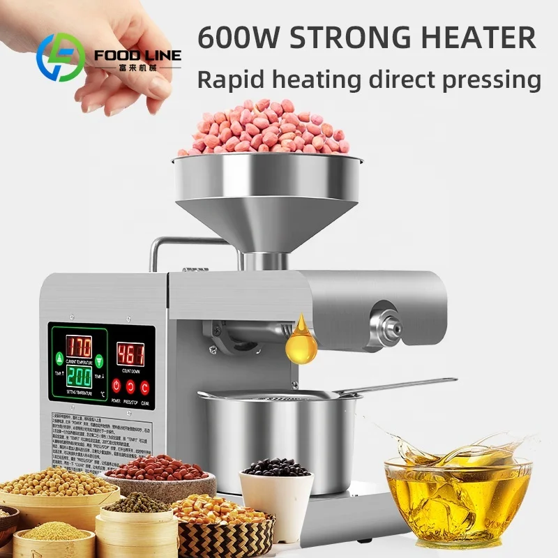 Customized Stainless Steel Small Oil Press Machine for Coconut Olive 7-10kg/h Temperature Control Home Commercial Use