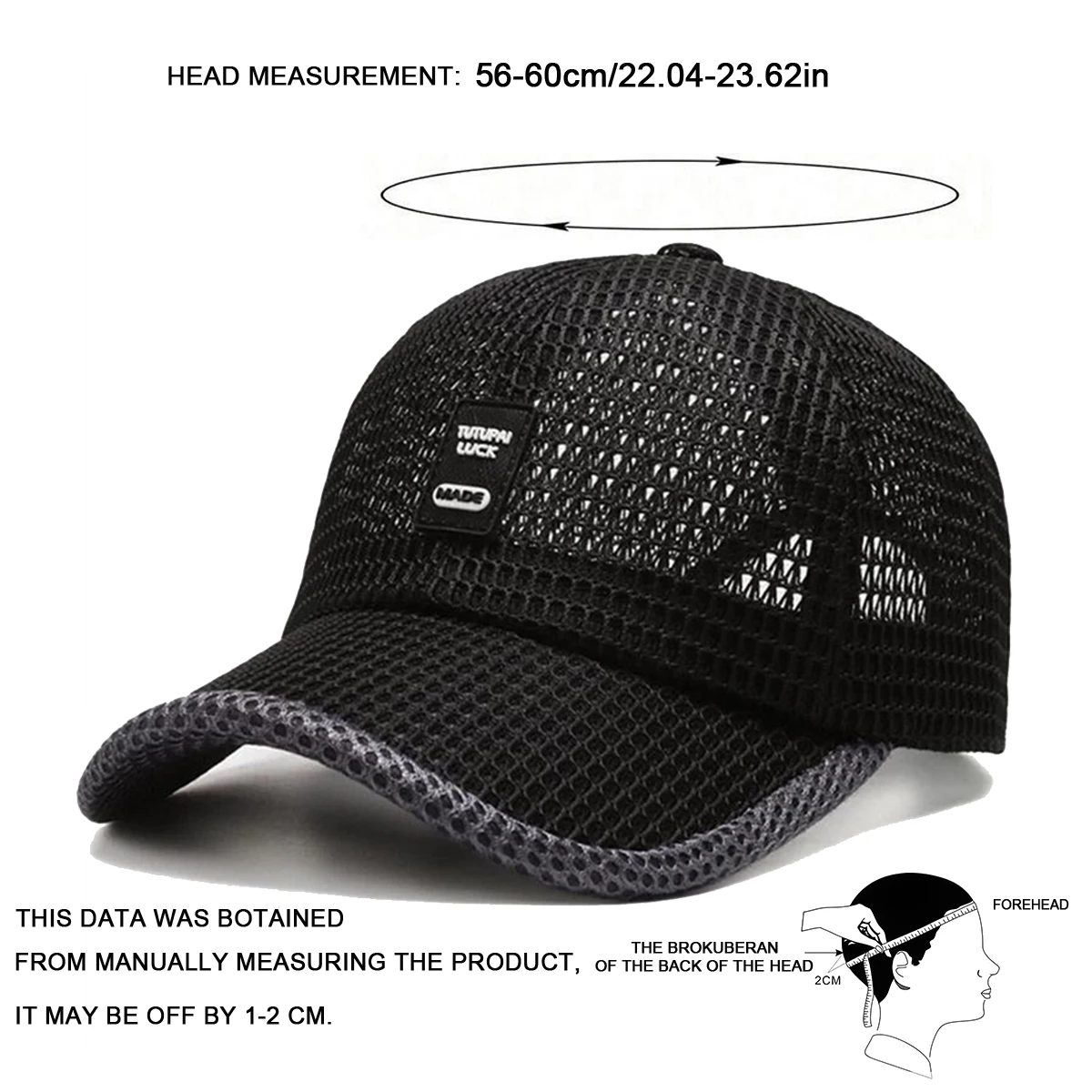 Unisex BAOJILAN LUCK MIDE Label Mesh Breathable Baseball Caps Spring and Summer Outdoor Adjustable Casual Hats Sunscreen Hat