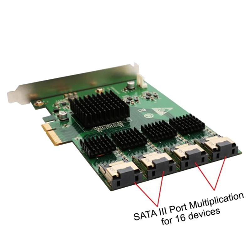 Tarjeta controladora SATA 6G X4 PCI Express de 16 puertos, Marvell 88SE9215, Chipset Pcie SATA III 3,0 con Cable Mini SAS a 4 Sata