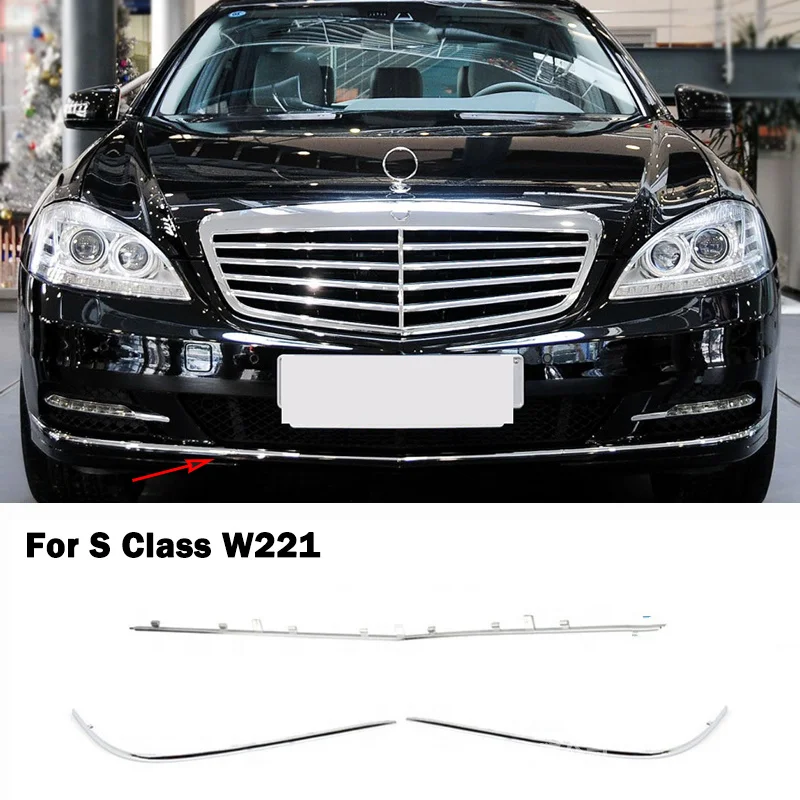 

A2218850221 A2218850121 2218850021 For Mercedes Benz S Class W221 Front Bumper Lip Chrome Trim Chromium Styling Spoiler Diffuser