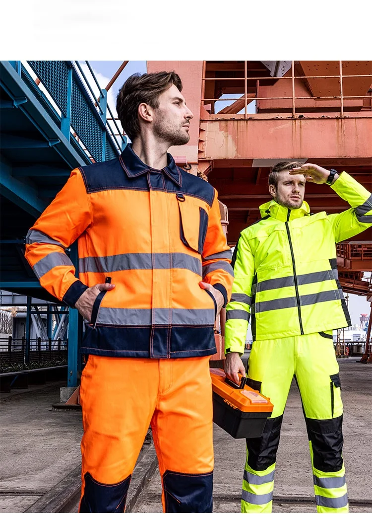 Kombinezon roboczy Hi Vis odzież robocza dla człowieka mechanika ciepła zima odblaskowy kombinezon ochronny odpinany bawełniany wyściełany Linner