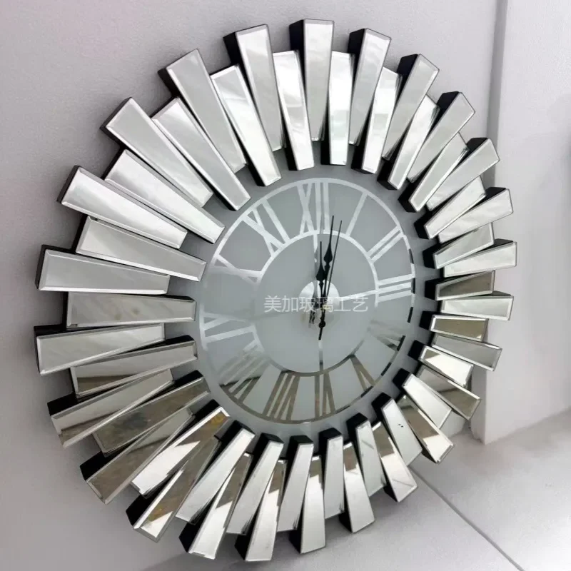 Simple Glass 3D Design European Style Wall Clock Nordic Living Room Decor Silent Movement Personality Home Ornament