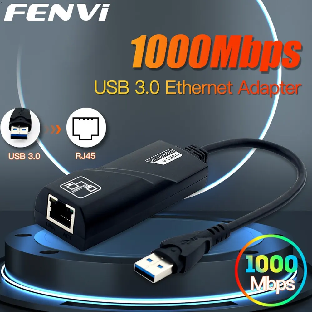 FENVI 1000Mbps USB3.0 To Rj45 Network Adapter RTL8153 Lan Ethernet Adapter 100/1000Mbps Network Card For Macbook Laptop Win10/11