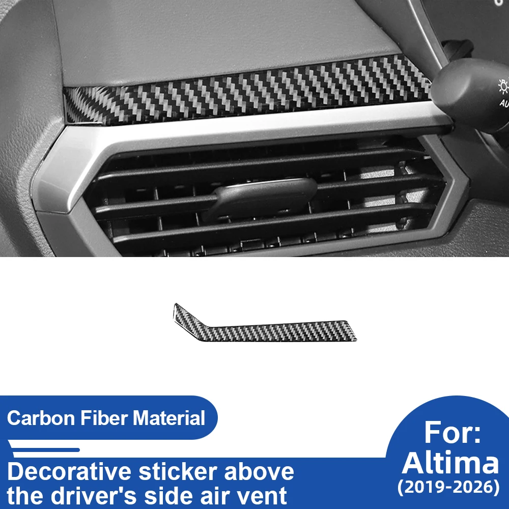 For Nissan Altima 2019-2026 LHD Driver Side Air Vent Upper Decorative Sticker Black Carbon Fiber Trim Cover Interior Accessories