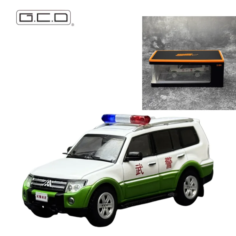 Stock 1:64 Pajero V97 coche patrulla de policía armado modelo de coche de aleación fundida, juguete de regalo de festival para niños, artículo decorativo para adultos.