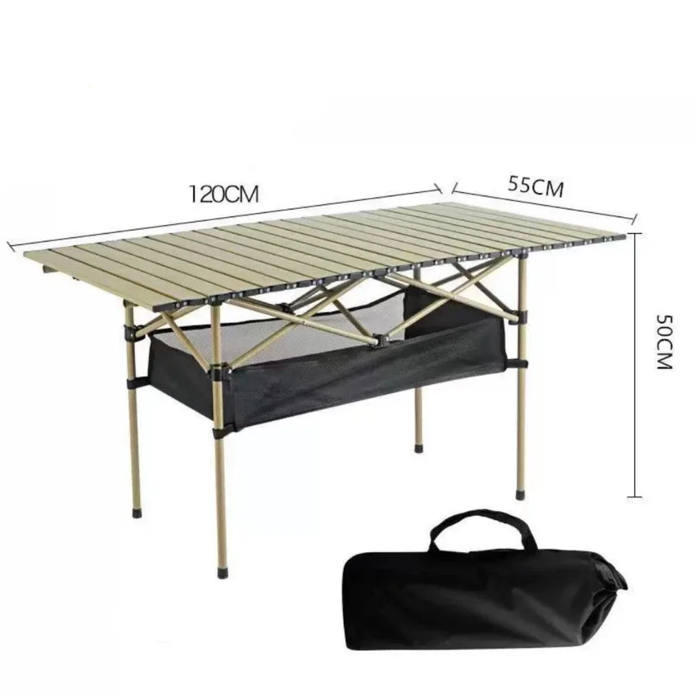 Outdoor Folding Long Table Portable Travel Chicken Rolls Table Black Camping Table Waterproof Folding Storage Barbecue Table image 6