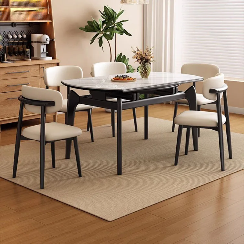 Glasse Marble Dining Table Mechanism Mat 6pcs Nordic Dining Table Train 8 People Conjuntos De Sala De Jantar Furniture