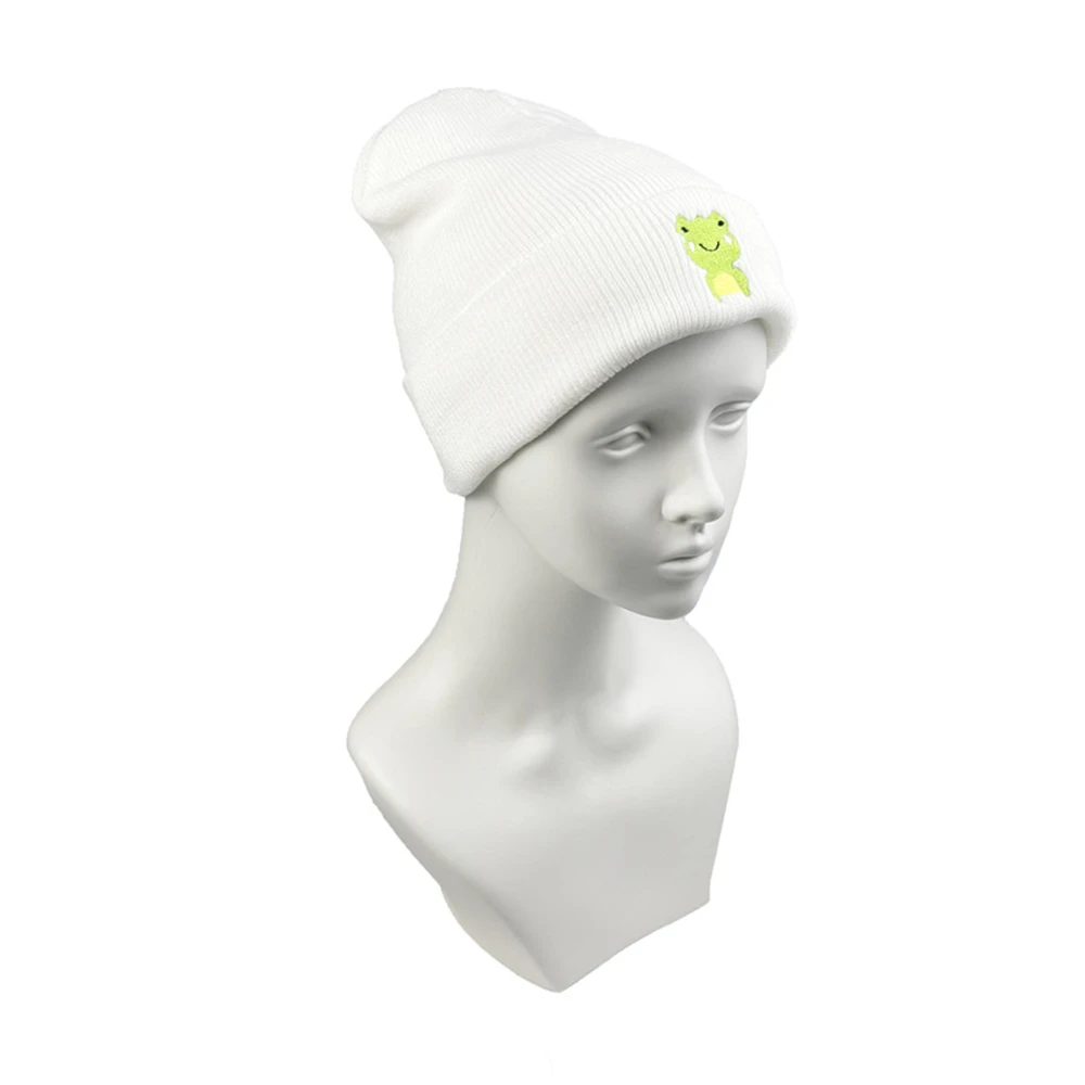 1pcs Winter Frog Knit Hat Embroidery Cartoons Warm Outdoor Women Men Ski Knitted Beanie Unisex Black White