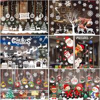 Christmas Window Stickers Merry Christmas Decorations for Home 2024 Christmas Ornaments Decoration Kids Room Happy New Year 2025