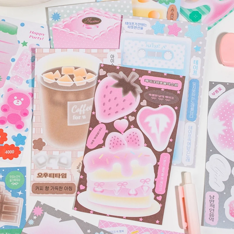 Vintage Creative DIY Scrapbook Sticky Notes Writeable Memo Pad Decorative Stickers for Journal Office School Stationery Supplies