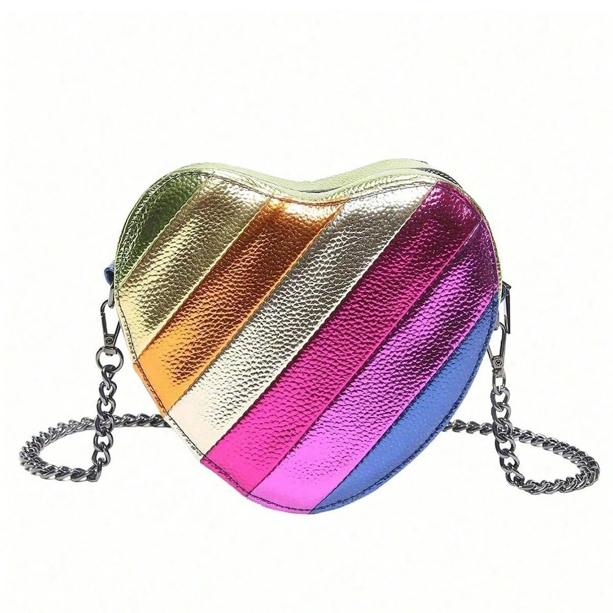 Nuevo bolso cruzado con diseño de arcoíris en forma de amor, Mini cadena de rayas de colores, bolso de hombro Simple versátil para uso diario