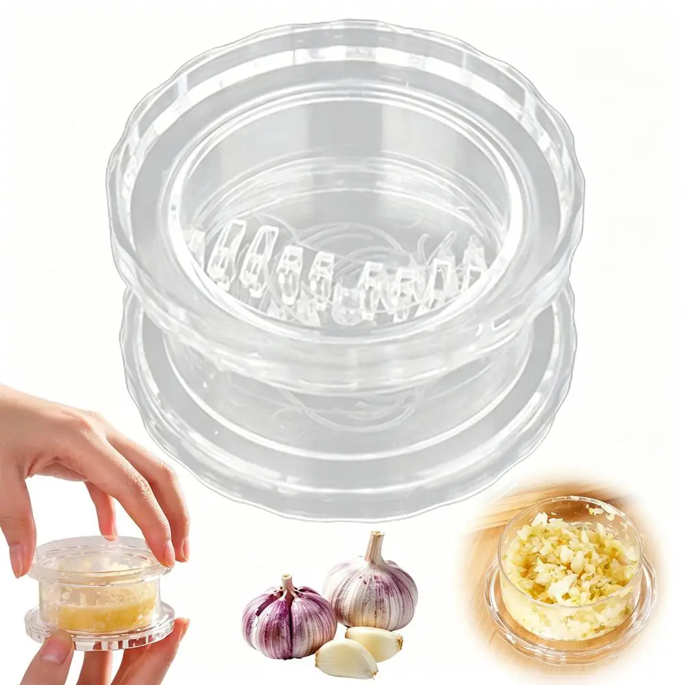 Compact Food Processor Garlic Press Garlic Mincer Tool with Rotating Crusher Ginger Herb Grinder Transparent Easy-clean Garlic