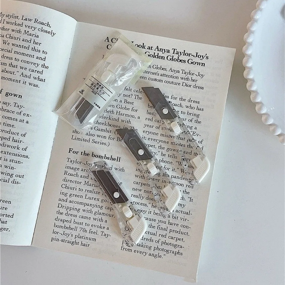 Translucent Mini Box Cutter Retractable Non-Slip Blades Letter Opener Paper Cutter Supplies Stationary