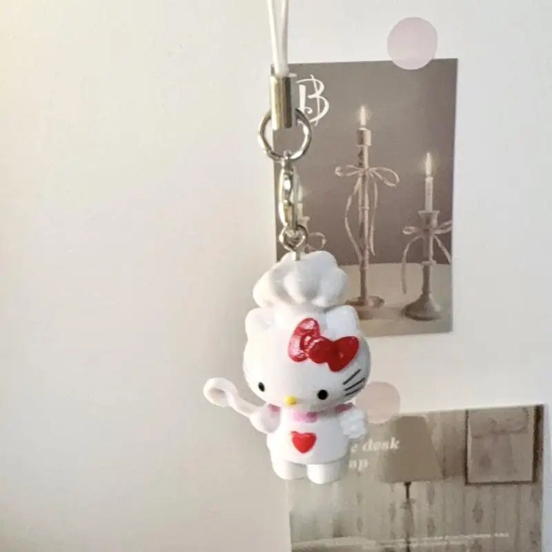 Uroczy breloczek Hello Kitty, zawieszka do telefonu, słodki uchwyt na słuchawki, smycz zapobiegająca zgubieniu, ozdoba do torby.