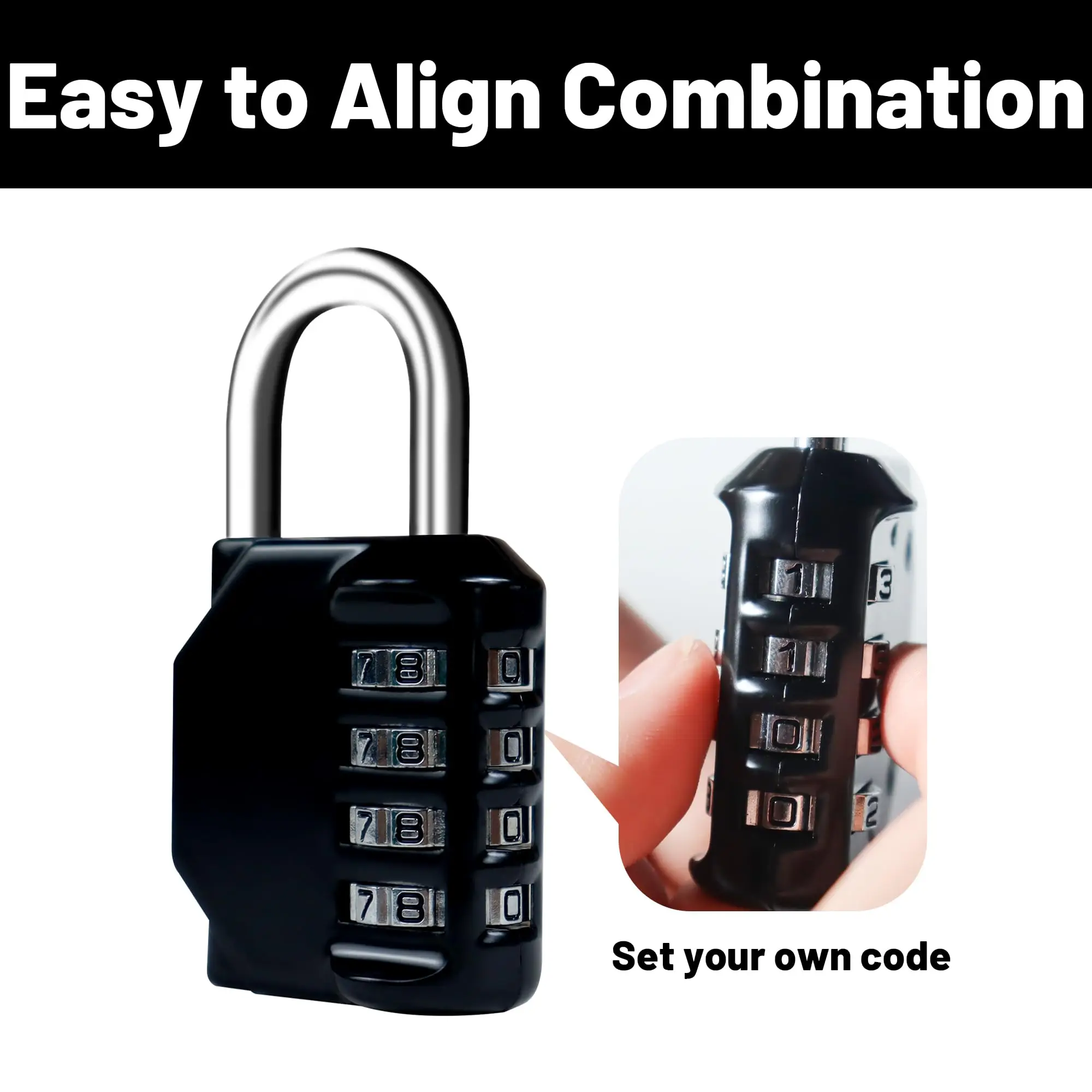 Combination Lock Resettable 4 Digit Padlock with Combination, Waterproof and Heavy Duty Padlock Outdoor for School GymLocker
