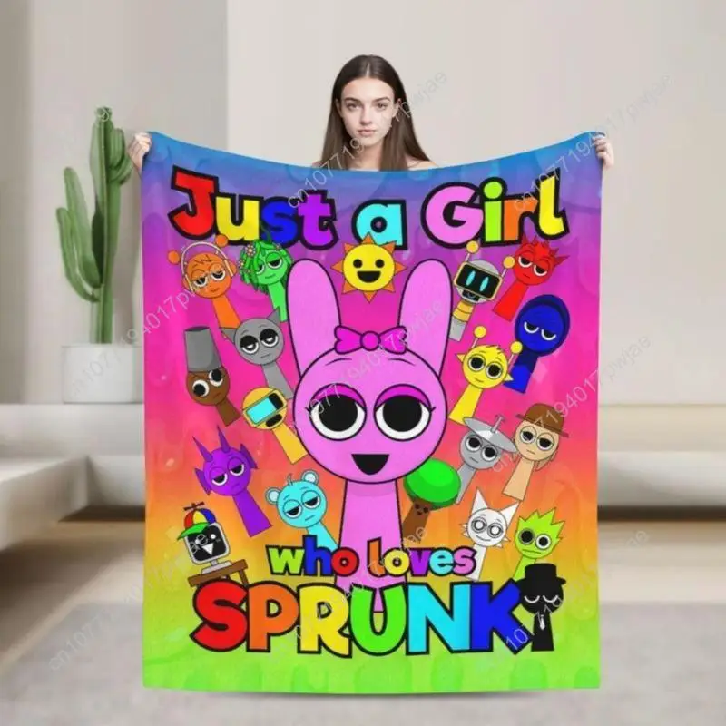 

Sprunki Game "Just A Girl Who Loves SPRUNKI" Soft Funny Throw Blanket Theme Flannel Blanket Bright Cartoon Custom Blankets
