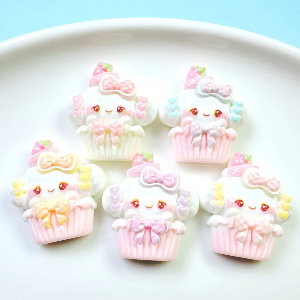 Cartoon Kawaii Mini Dog Cake Resin Flatback Cabochon DIY Jewelry Making Phone Case Decoration Fridge Magnet Clogs Decor Charm