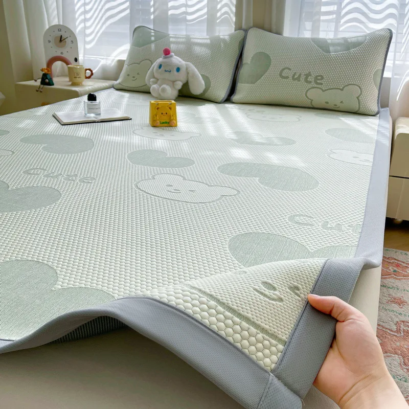 Summer Bed Mat Set Pillowcase Queen Soft Breathable Ice Bean Cooling Bedspread Double Cool Down Mattress Protector Pad Bedsheet