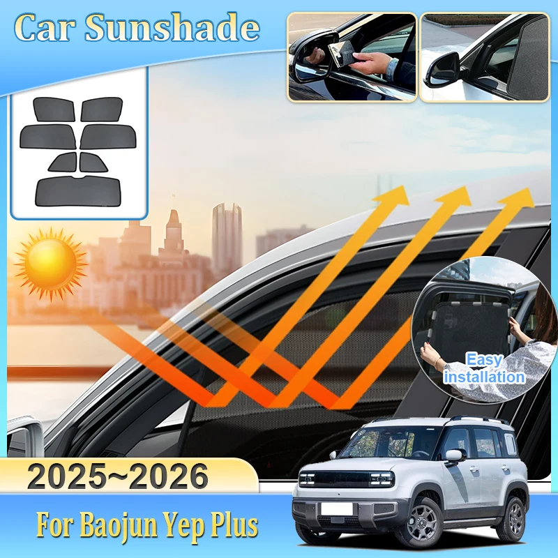 

Сетчатый солнцезащитный экран для Chevrolet Spark EUV Baojun Yep Plus 2025 2026: магнитный, анти-УФ, для защиты от солнца и обеспечения конфиденциальности, солнцезащитный козырек
