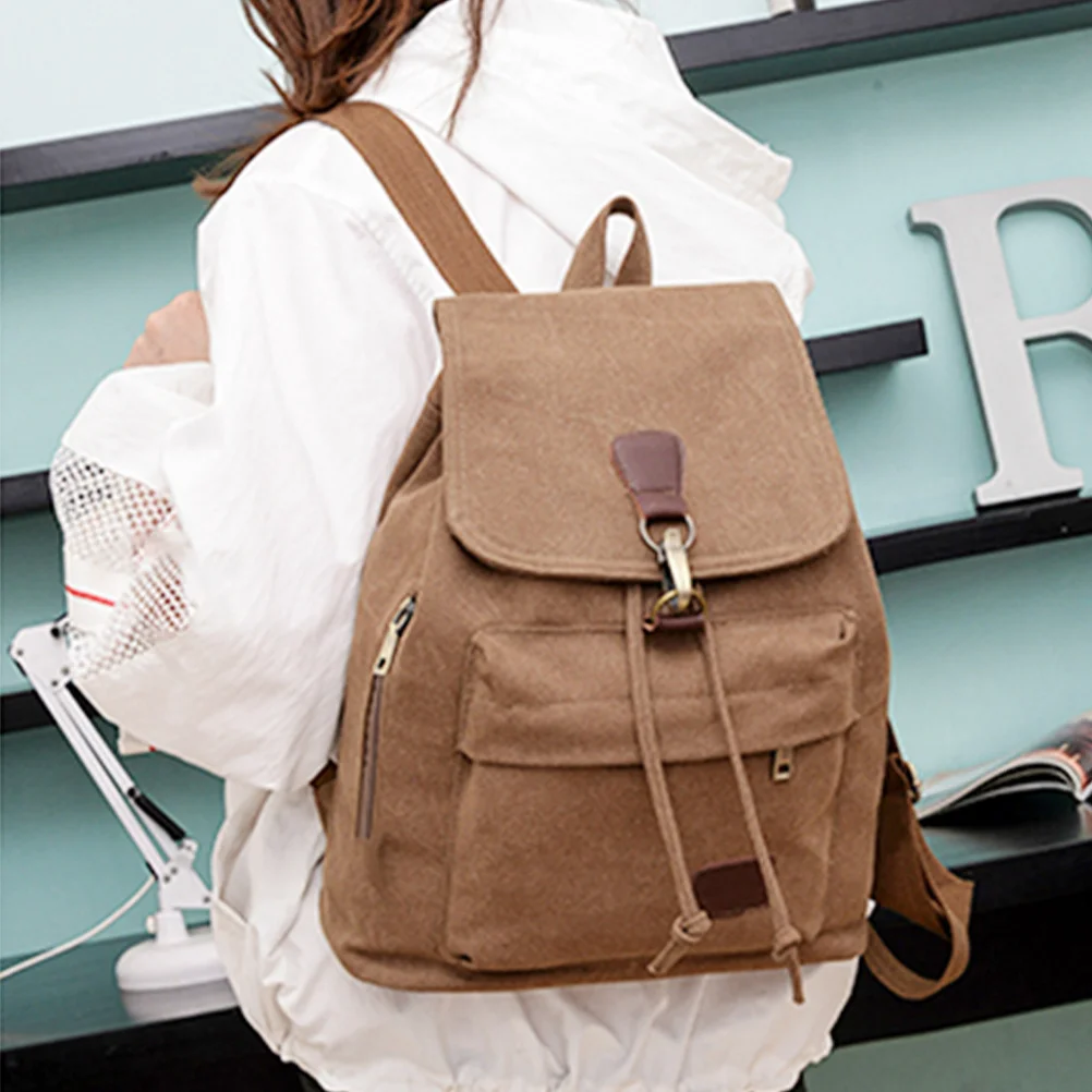 Lightweight Canvas Backpack Large Capacity Travel Shoulder Bag for Men Women Durable Portable Hiking Fitness Office Daily Use