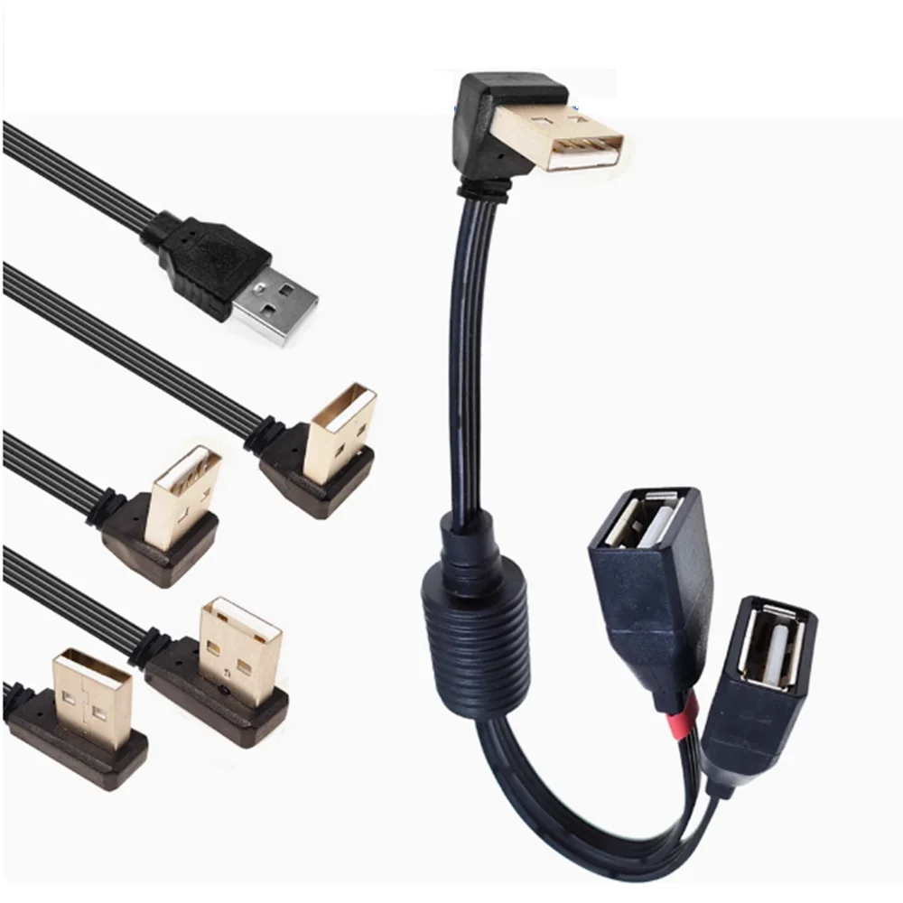 

Car computer elbow USB one to two data charging cable 90 degree elbow USB one to two female extension cable