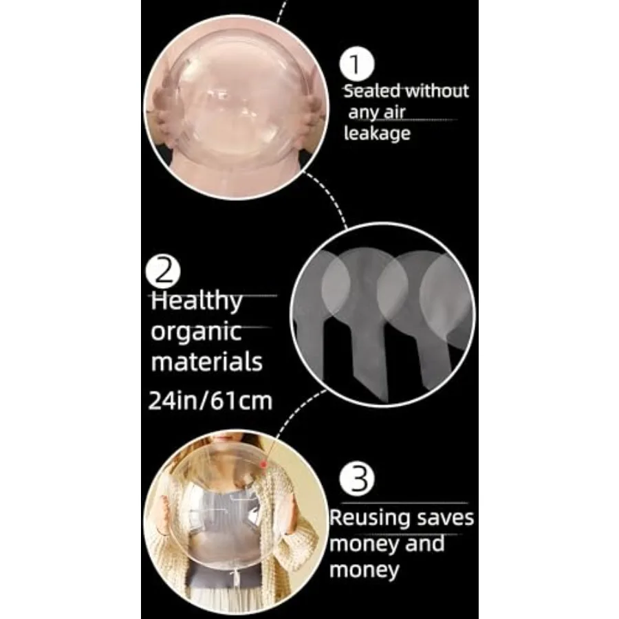 24インチ クリアバブルバルーン 10個入り ヘリウム対応 TPUバルーン 結婚式飾り クリスマスパーティー 誕生日 LEDライト用