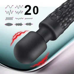 20 Frequency AV Vibrating Stick Upgrade AV Magic Wand Vibrator for Women Clitoris Stimulator Big Powerful Stick G Spot Massager