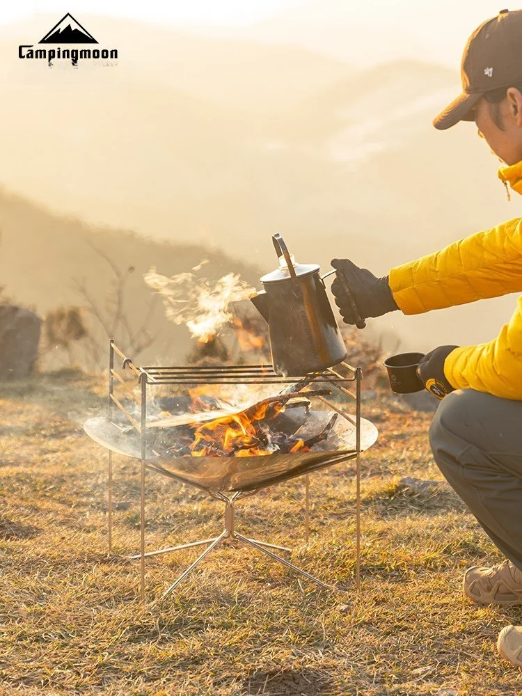 

CAMPINGMOON Camping Firewood Stove,Campfire Warming,SOLO-A3 Fire Table,Outdoor Lightweight Portable Multi-functional BBQ Grill