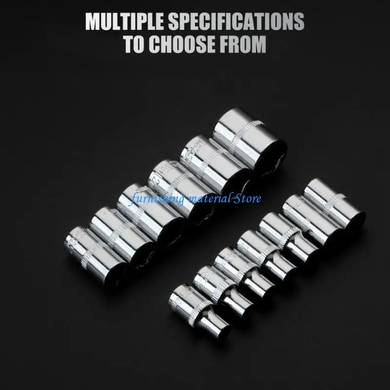 

Y5GD Professional Short Socket Wrench Spanner Accessory 1/4Inch Drive 6 Point Metric Size 4mm to 14mm for Home & Auto Repair