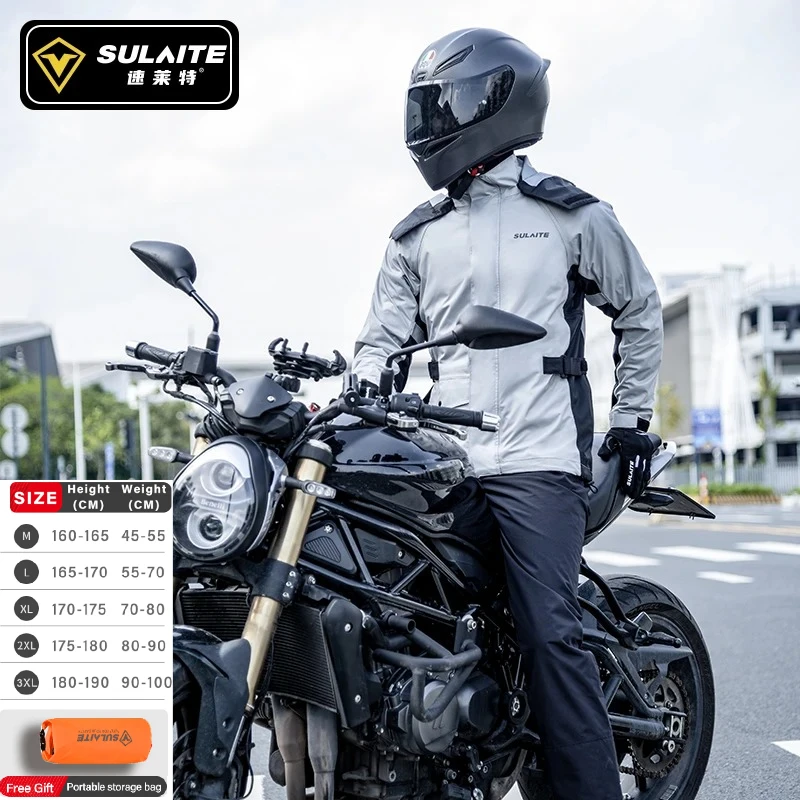 sulaite-オートバイレインコートスーツ大雨防止ジャケットパンツキャンプハイキング釣りレインコートモーターサイクリストジャケットレインコート