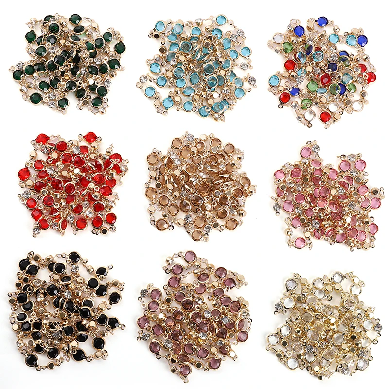 1 متررول 6 مللي متر خرز كريستالي ملون مطرز سلسلة الزجاج حبة KC عقد ذهبي ملحقات السلسلة DIY بها بنفسك صنع المجوهرات الحرف اليدوية