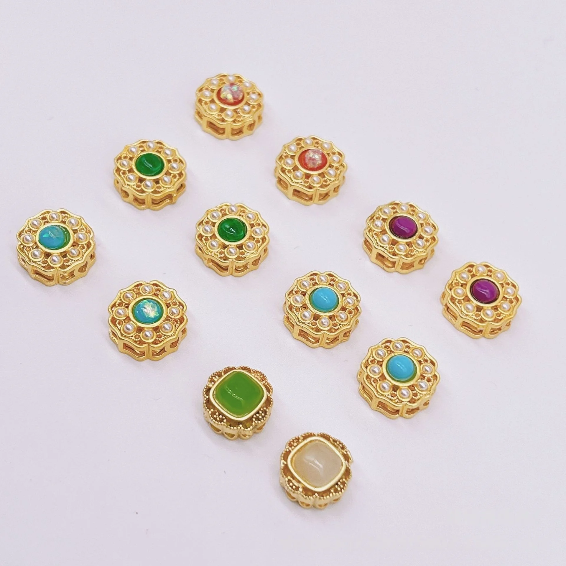 7pcs Copper Gold Plated Jewelry Making Sand Gold Spacer Beads Handmade DIY Bracelet Necklace Loose Beads Accessories Wholesale