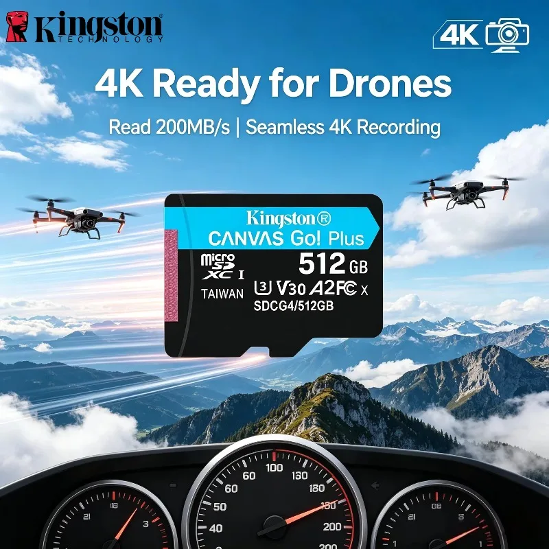 Kingston Canvas Go Plus Micro SD Card 64GB 128GB 256GB 512GB Memory Card V30 U3 Flash Card Up to 170MB/s read for Phone TF Card