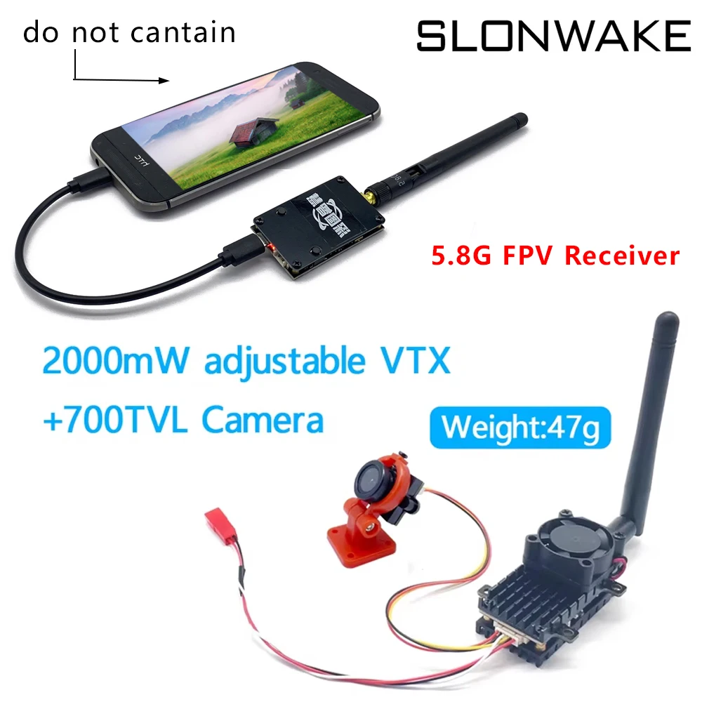 

Long Range EWRF OTG Receiver Android Video Capture and5.8G 2000mW 48CH FPV Wireless Transmitter VTX Range Over 20Km with 1.4mm C