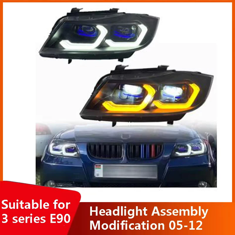 

Suitable for BMW 3 Series E90 Headlight Assembly Modification 05-12 3 Series LED Lens Daytime Running Light Flow Turn Signal