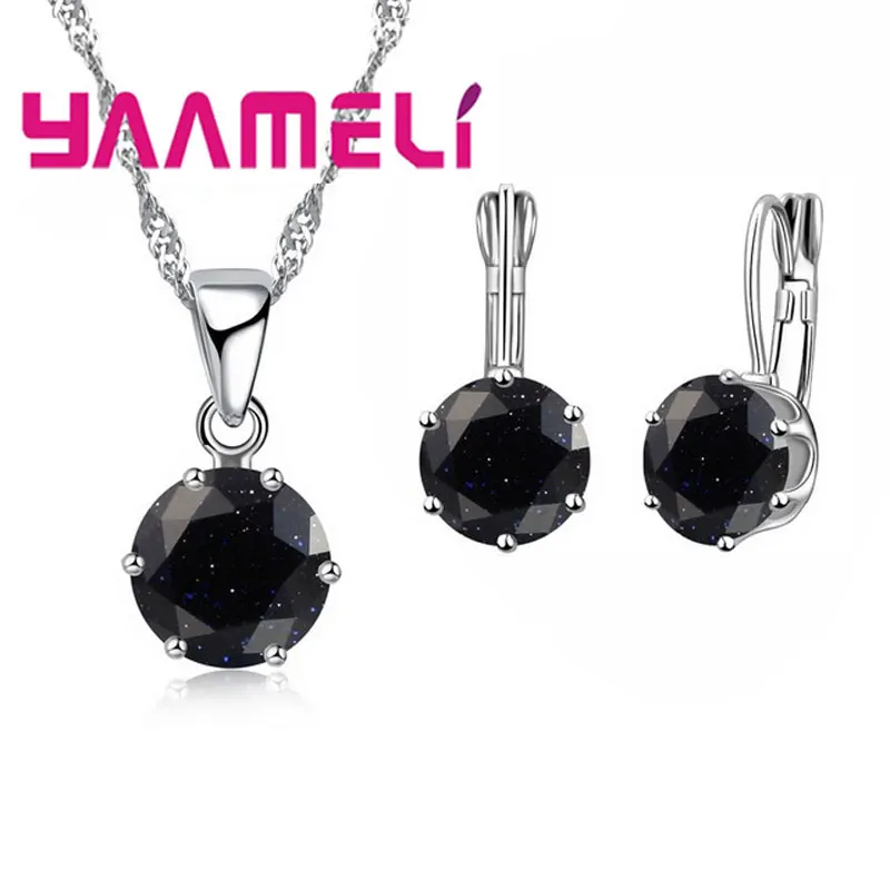 Cena fabryczna 17 kolory kobiety moda ślubna 925 Sterling Silver naszyjnik kolczyki zestawy biżuterii hurtowych