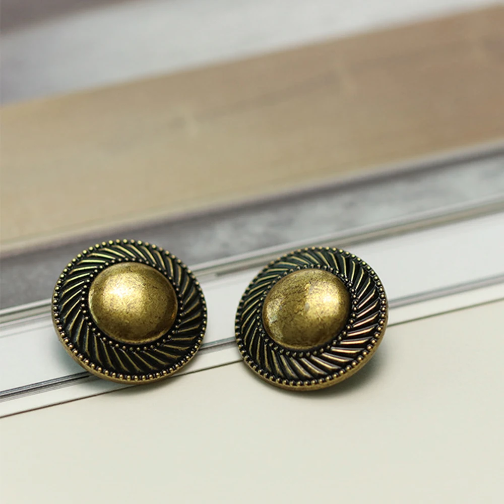 

10PCS Vintage Spiral Line Round Metal Buttons for Sewing Crafts 18/25mm Bronze Antique Clothing Coat Decorative DIY Accessories