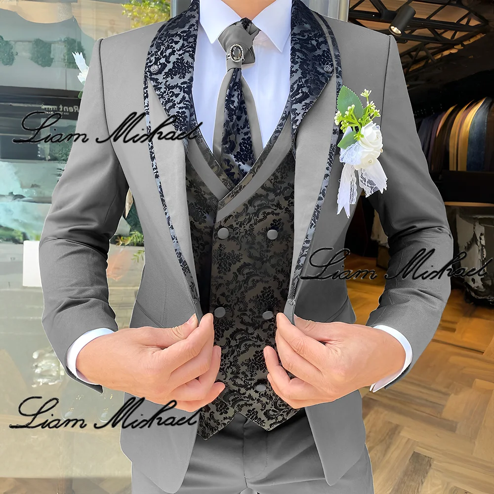 Beige 2024 Men\'s Suit 4-piece Set Wedding Groom Tuxedo Customized Party Dress Elegant Men\'s Suit XS-5XL