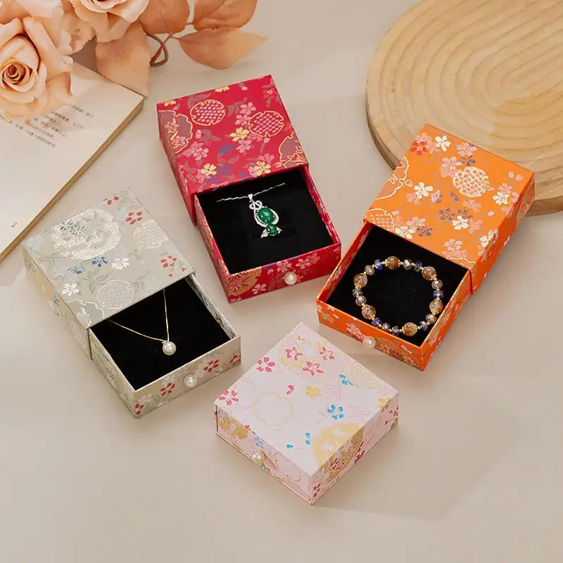 1PcsPaper Jewelry Holder Floral Chinese Jewelry Box Drawer Jewelry Packaging Exquisite Wedding Gift Box For Wedding Gift