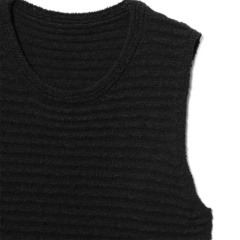 Glands rayures horizontales tricot gilet robe solide blanc sans manches été femmes dame mode Streetwear robes courtes